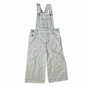 Habitual Girl White Denim Overalls 3T Distressed Navy Stitching